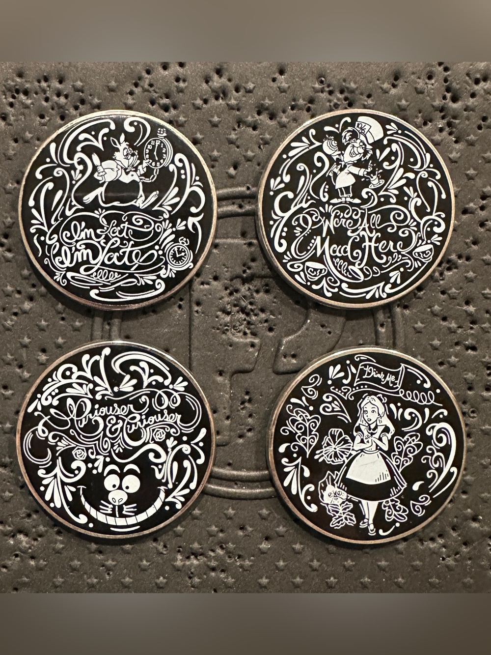 Alice in Wonderland Chalkboard Sketch Disney Pin Booster Set of 4